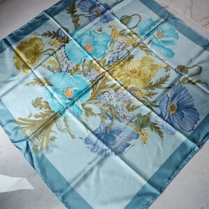Salvatore Ferragamo Blue and Yellow Floral Scarf